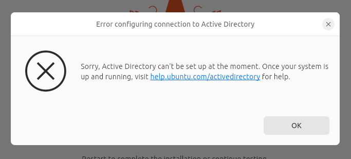 Ubuntu 24.04.3 (latest installer) - Active Directory join fails