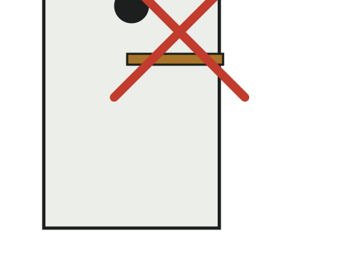 Front panel with a perch under the entrance hole, crossed out in red